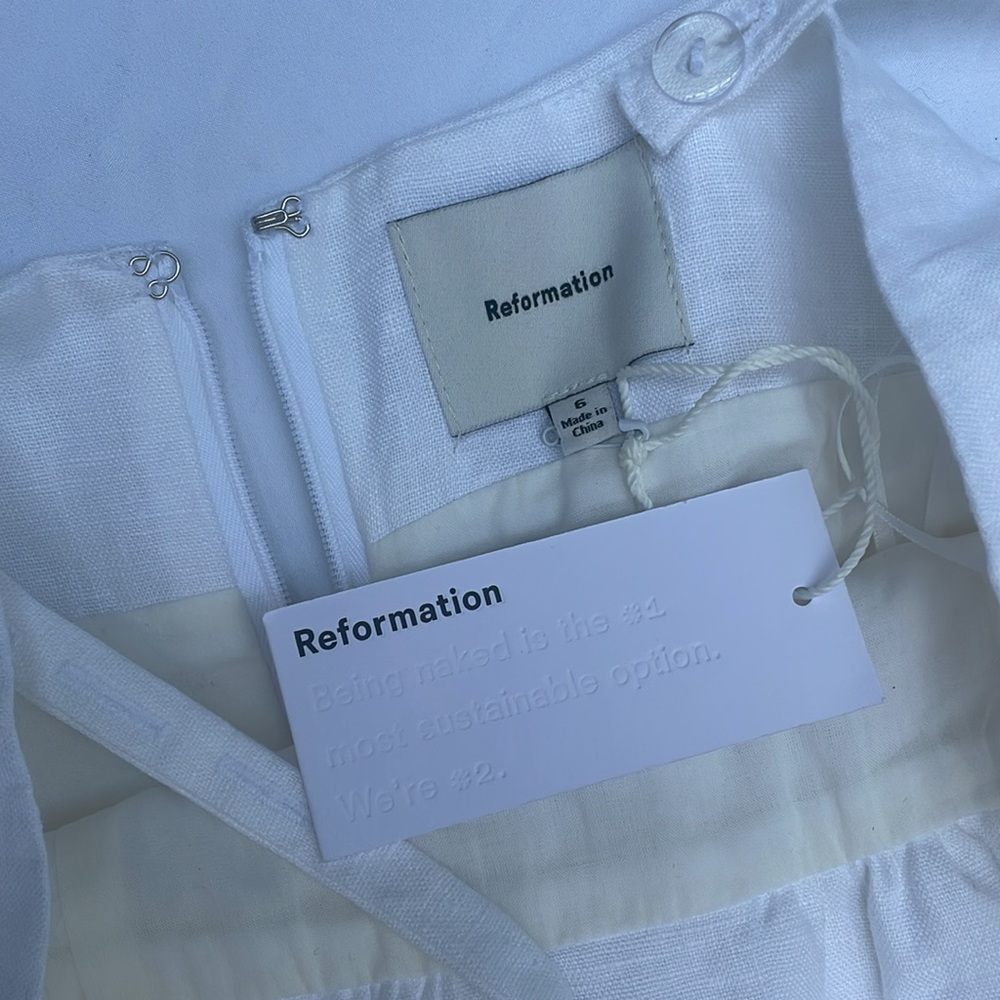 NWT Reformation Ainsley White Lace-Up Chemise - Picture 5 of 6